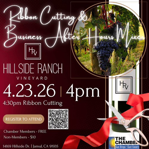4/23 Ribbon Cutting & Business After Hours at Hillside Ranch Vineyard
