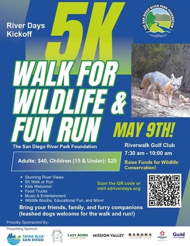 5K Walk for Wildlife and Fun Run at Riverwalk Golf Club in Mission Valley.