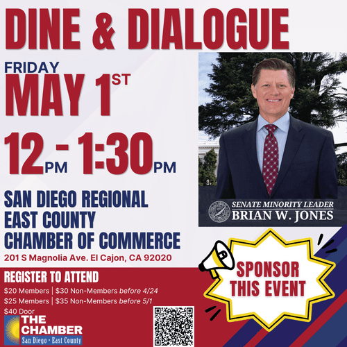 5/1 Dine & Dialogue w/ CA State Senator Brian W. Jones